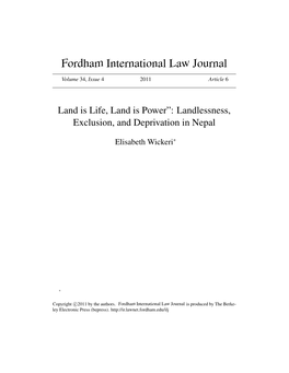 Land Is Life, Land Is Power": Landlessness, Exclusion, And