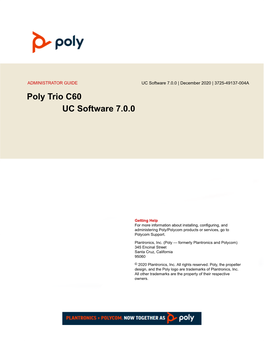 Poly Trio C60 Administrator Guide UC Software 7.0.0