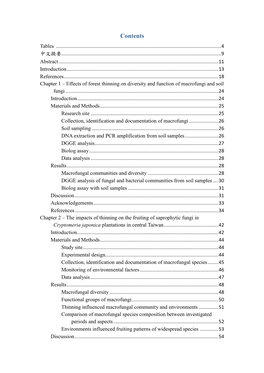 Contents Tables