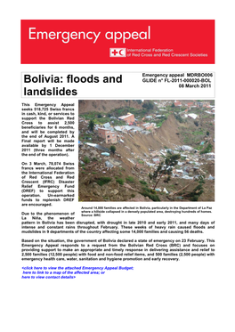 Bolivia: Floods and Landslides