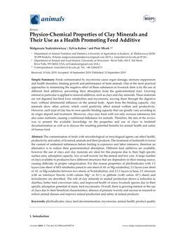 Physico-Chemical Properties of Clay Minerals and Their Use As a Health Promoting Feed Additive