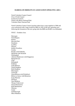 Harrogate Bridleways Association Operating Area