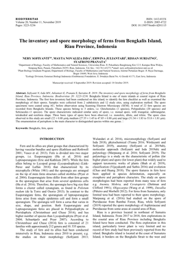 The Inventory and Spore Morphology of Ferns from Bengkalis Island, Riau Province, Indonesia