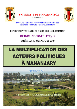 Universite De Fianarantsoa Option : Socio-Politique