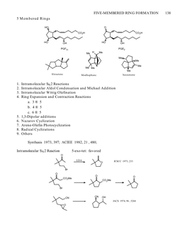 FIVE-MEMBERED RING FORMATION 138 5 Membered Rings