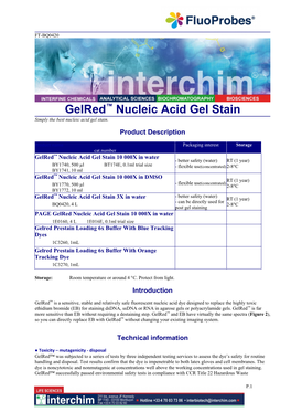 Gelred™ Nucleic Acid Gel Stain Simply the Best Nucleic Acid Gel Stain