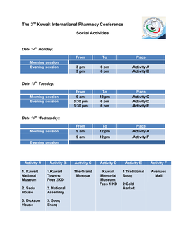 The 3 Kuwait International Pharmacy Conference Social Activities