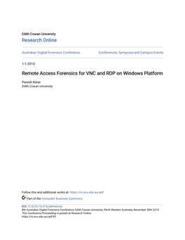 Remote Access Forensics for VNC and RDP on Windows Platform