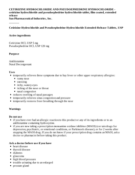 Cetirizine Hydrochloride and Pseudoephedrine