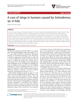 A Case of Stings in Humans Caused by Sclerodermus Sp. in Italy Roberto Amerigo Papini