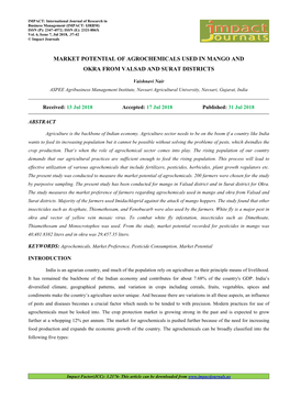 Market Potential of Agrochemicals Used in Mango and Okra from Valsad and Surat Districts