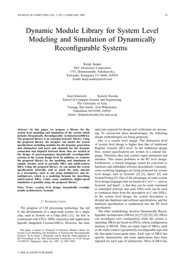 Dynamic Module Library for System Level Modeling and Simulation of Dynamically Reconfigurable Systems