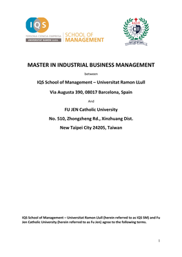 Master in Industrial Business Management