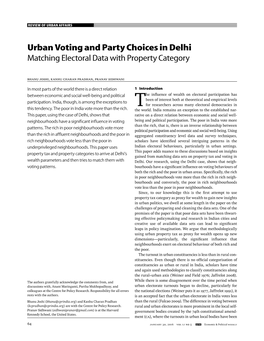 Urban Voting and Party Choices in Delhi Matching Electoral Data with Property Category