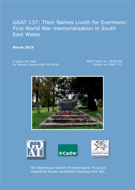 Their Names Liveth for Evermore: First World War Memorialisation in South East Wales