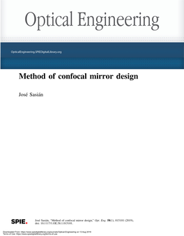 Method of Confocal Mirror Design