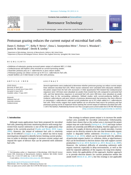 Protozoan Grazing Reduces the Current Output of Microbial Fuel Cells ⇑ Dawn E