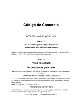 Código De Comercio