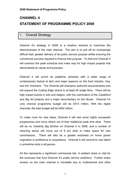 Channel 4 Statement of Programme Policy 2008 1