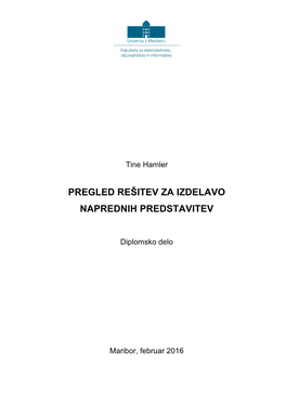 Pregled Rešitev Za Izdelavo Naprednih Predstavitev