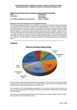 Overseas Security Advisory Council Jakarta Country Council Amcham Security Committee, Report on Events in March 2014