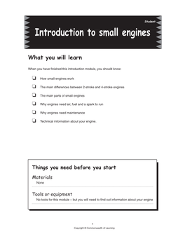 Introduction to Small Engines — Student