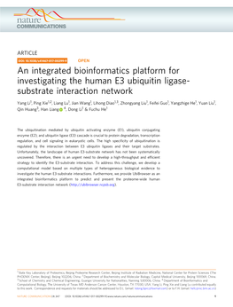 An Integrated Bioinformatics Platform for Investigating the Human E3 Ubiquitin Ligase-Substrate Interaction Network