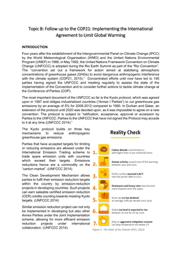 Follow up to the COP21: Implementing the International Agreement to Limit Global Warming