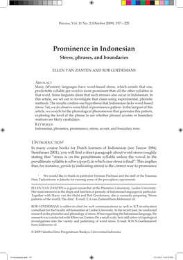 Prominence in Indonesian Stress, Phrases, and Boundaries