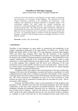 Classifiers in Thai Sign Language Apiluck Tumtavitikul, Chirapa Niwatapant, Philipp Dill