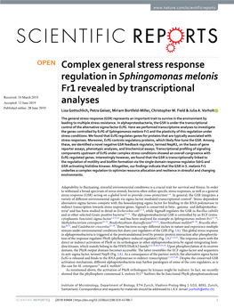 Complex General Stress Response Regulation in Sphingomonas