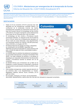 Afectaciones Por Emergencias De La Temporada De Lluvias Informe De Situación No