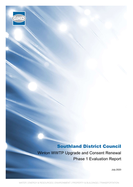 Southland District Council Winton WWTP Upgrade and Consent Renewal Phase 1 Evaluation Report
