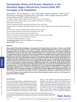 Demographic History and Genetic Adaptation in the Himalayan Region