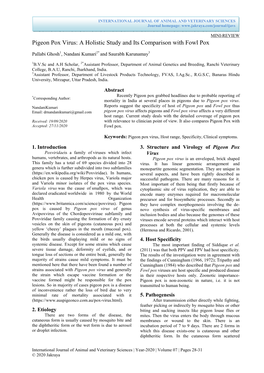 Pigeon Pox Virus: a Holistic Study and Its Comparison with Fowl Pox