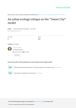 An Urban Ecology Critique on the “Smart City&