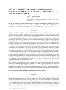 METRIC VARIATION in Afromeryx and Libycosaurus (ANTHRACOTHERIIDAE: MAMMALIA) and ITS UTILITY for BIOCHRONOLOGY