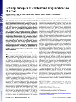 Defining Principles of Combination Drug Mechanisms of Action