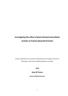 Investigating the Effect of Plant-Derived Extracellular Vesicles