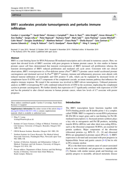 BRF1 Accelerates Prostate Tumourigenesis and Perturbs Immune Inﬁltration