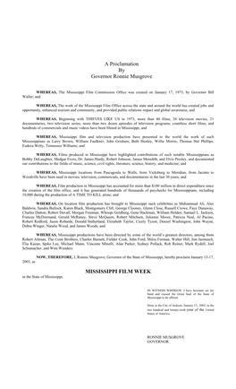 A Proclamation by Governor Ronnie Musgrove