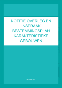 Notitie Overleg En Inspraak Bestemmingsplan Karakteristieke Gebouwen