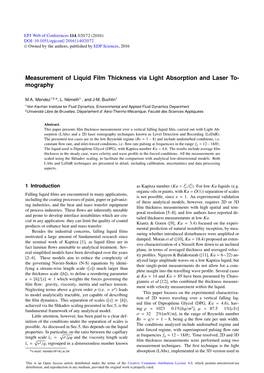 Measurement of Liquid Film Thickness Via Light Absorption and Laser To- Mography