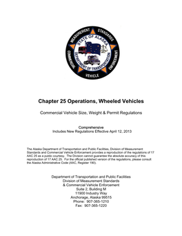 Chapter 25 Operations, Wheeled Vehicles