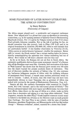 THE AFRICAN CONTRIBUTION* by Barry Baldwin (University of Calgary)
