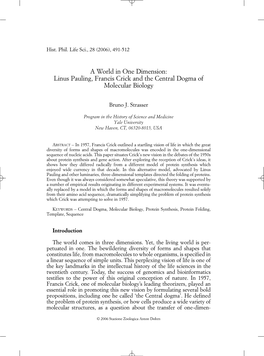 Linus Pauling, Francis Crick and the Central Dogma of Molecular Biology