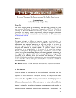 Prototype Theory and the Categorization of the English Tense System