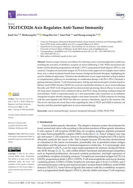 TIGIT/CD226 Axis Regulates Anti-Tumor Immunity