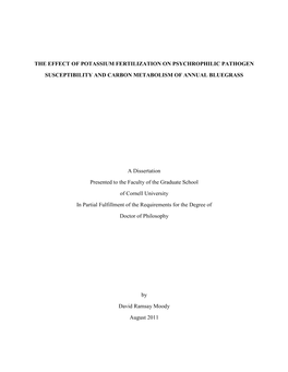 The Effect of Potassium Fertilization on Psychrophilic Pathogen Susceptibility and Carbon Metabolism of Annual Bluegrass