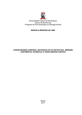 Universidade Federal De Pernambuco Centro De Biociências Programa De Pós-Graduação Em Biologia Animal